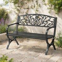 STILVORA 2-Seater Garden Bench Steel Frame Black