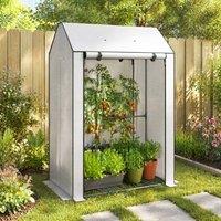 STILVORA Mini Greenhouse with 4 Shelves & 8 Vents White