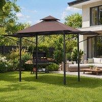 STILVORA BBQ Gazebo with Side Awnings & Shelves in Brown