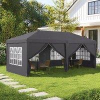 STILVORA Pop Up Gazebo 3 x 6 m with Sidewalls in Grey