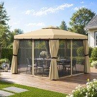 STILVORA Gazebo 3 x 3 m with Curtains & Netting in Beige