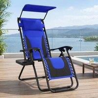 STILVORA Reclining Chair with Canopy & Cup Holder Blue