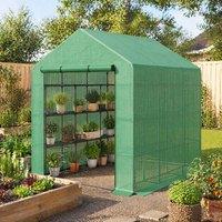 STILVORA Walk-in Greenhouse with 18 Shelves 244 x 180 x 210 cm in Green
