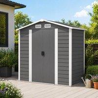 STILVORA Garden Shed 213.4 x 121.9 cm with Double Sliding Doors in Dark Grey