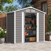 STILVORA Garden Storage Shed 213 x 122 cm with Double Sliding Doors in Grey