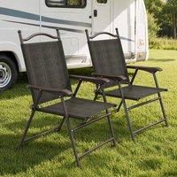 STILVORA Set of 2 Folding Garden Chairs in Dark Brown