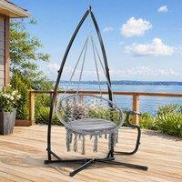 STILVORA Hammock Chair Stand with Side Table Black