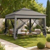 STILVORA Garden Gazebo 3 x 3 m with Net Curtains in Grey
