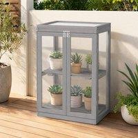 STILVORA Wooden Cold Frame Greenhouse with Shelves in Grey