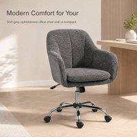 STILVORA Grey Velvet-Feel Office Chair with Rocking Motion
