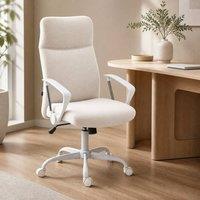 STILVORA Office Chair with High Back in Cream Linen