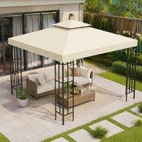 STILVORA Gazebo Replacement Canopy 3 x 3 m in Cream & White
