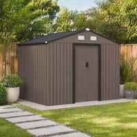 STILVORA Metal Garden Shed 9 x 6ft with Lockable Double Doors in Brown