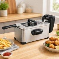 STILVORA 3L Deep Fat Fryer with Timer & Adjustable Temperature in Silver