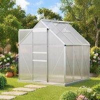 STILVORA Walk-In Greenhouse 190 x 190 cm with Sliding Door in Silver