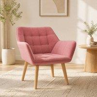 STILVORA Tub Chair with Wooden Legs Pink