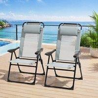 STILVORA Folding Recliner Chair Set of 2 with Adjustable Back in Grey