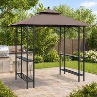 STILVORA BBQ Gazebo 250 x 150 cm with Side Tables Brown