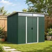 STILVORA Garden Shed with Sliding Doors & Lightsky Panels in Green