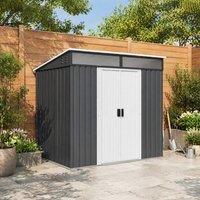 STILVORA Metal Garden Shed with Foundation Kit & Sliding Doors in Grey