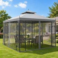 STILVORA Garden Gazebo 3 x 3 m with Netting Grey
