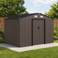 STILVORA 9 x 6FT Garden Storage Shed with Lockable Double Doors in Brown
