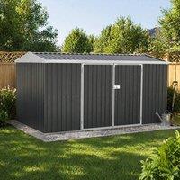 STILVORA Garden Storage Shed 420 cm with Lockable Doors in Grey