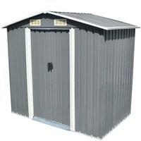 Berkfield Home Garden Storage Shed Grey Metal 204x132x186 cm | Size: 204 x 132 x 186 cm