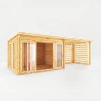 Mercia Studio Pent 28 mm Log Cabin w/ Slatted Area, L333.5 x W691 x H249.4 cm in Tan