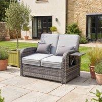 Artemis Home Whitmore Rattan Reclining Outdoor Sofa Bed with Side Shelves in Grey