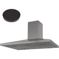 SIA 100cm Stainless Steel Chimney Cooker Hood Extractor with Carbon Filter in Silver