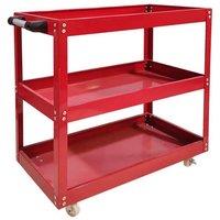 Hygrad Built to Survive 3 Tier Garage Trolley Workshop Tool Storage Wheel Cart Shelf in Red