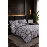 Grace Brushed Duvet Cover Sets Premium Microfiber Duvet Cover in Grey | Size: Double