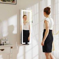 HOMCOM LED Mirror Jewellery Cabinet, Full Length Mirror with Storage, White