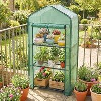 OUTSUNNY Portable Mini Greenhouse with Roll-up Door & Wire Shelves, Green | Size: 3L