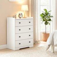 HOMCOM 4 Drawer Chest of Drawers, Storage Cabinet, White Wood Effect
