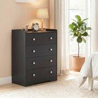 HOMCOM 4 Drawer Chest of Drawers, Storage Cabinet, Black Wood Effect