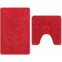 Berkfield Home 2 Piece Bath Mat Set Red Polypropylen Non-Slip | Size: Medium