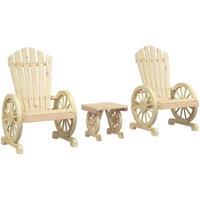 Berkfield Home 3 Piece Garden Lounge Set Solid Wood Fir in Light Tan