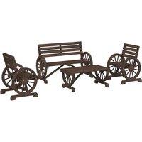 Berkfield Home 4 Piece Garden Lounge Set Solid Wood Fir in Brown