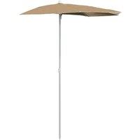 Berkfield Home Garden Half Parasol with Pole 180x90 cm Taupe