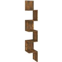 Berkfield Home Wall Corner Shelf Smoked Oak 20x20x127.5 cm Engineered Wood in Brown