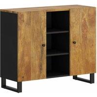 Berkfield Home Sideboard with 2 Doors 90x33x75 cm Solid Wood Mango in Brown | Size: 90 x 33 x 75 cm