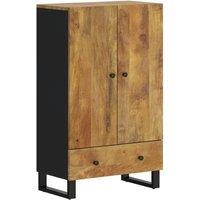 Berkfield Home Highboard with Drawer 60x33x100 cm Solid Wood Mango&Iron in Brown | Size: 60 x 33 x 100 cm