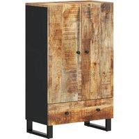 Berkfield Home Highboard with Drawer 60x33x100 cm Solid Wood Mango&Iron in Brown | Size: 60 x 33 x 100 cm