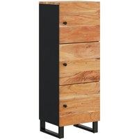 Berkfield Home Highboard with 3 Doors 40x33x110 cm Solid Wood Acacia&Iron in Brown | Size: 40 x 33 x 110 cm