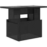 Berkfield Home Garden Table with Glass Top Black 100x55x73 cm Poly Rattan | Size: 100 x 55 x 73 cm