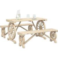 Berkfield Home Beautiful 3 Piece Garden Dining Set Solid Wood Fir in Natural
