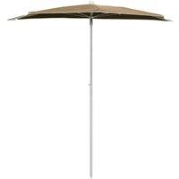 Berkfield Home Durable Garden Half Parasol with Pole 180x90 cm Taupe