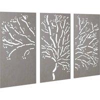 Berkfield Home Garden Wall Decorations 3 pcs 105x55 cm Corten Steel Tree Design in Brown